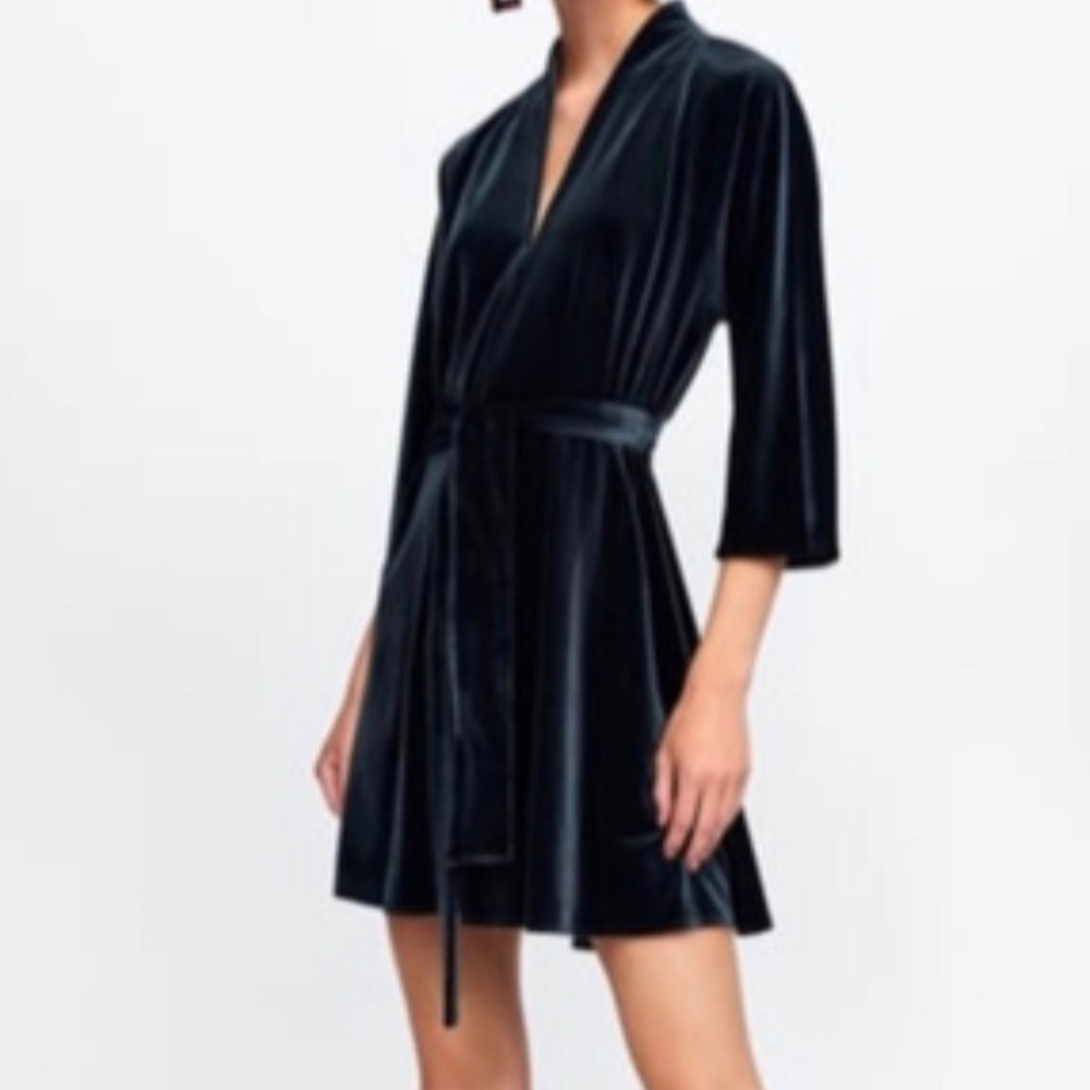 Zara velvet shirt dress